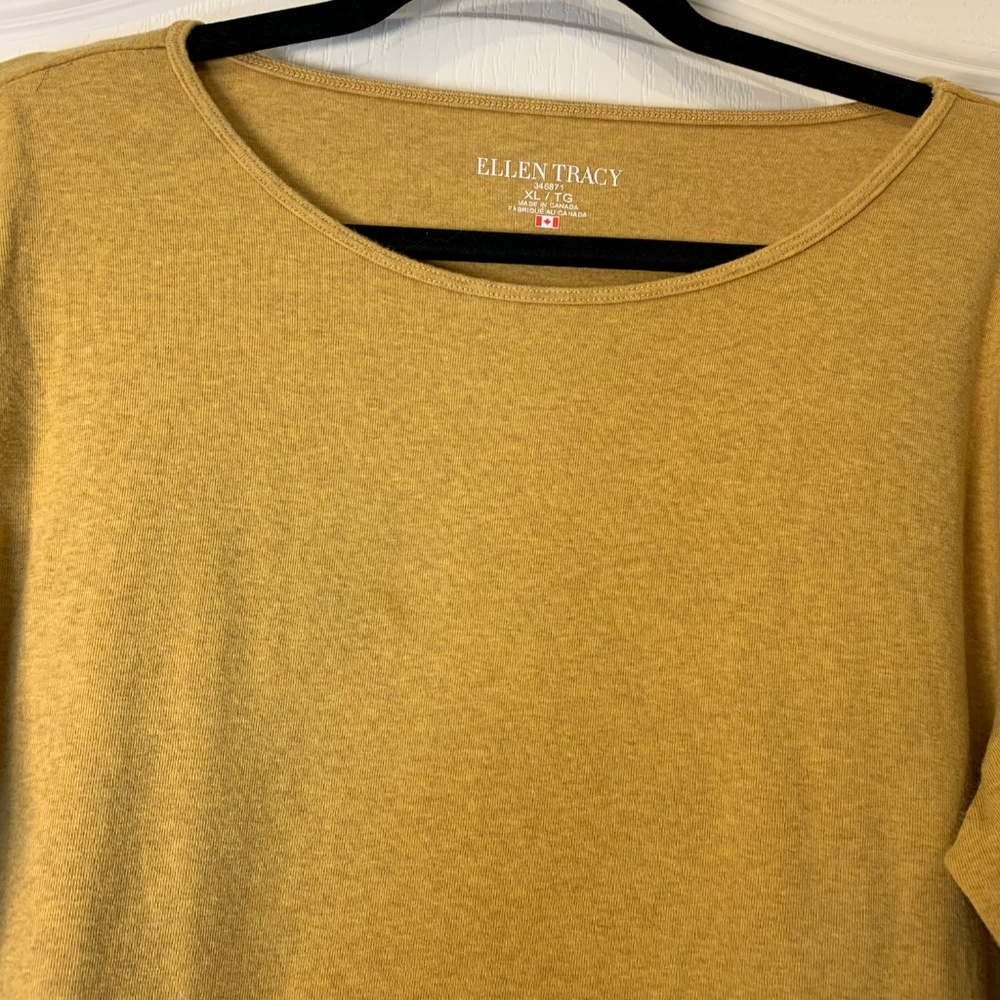 Ellen Tracy Mustard Long-Sleeve Women's Tee - Picture 4 of 7